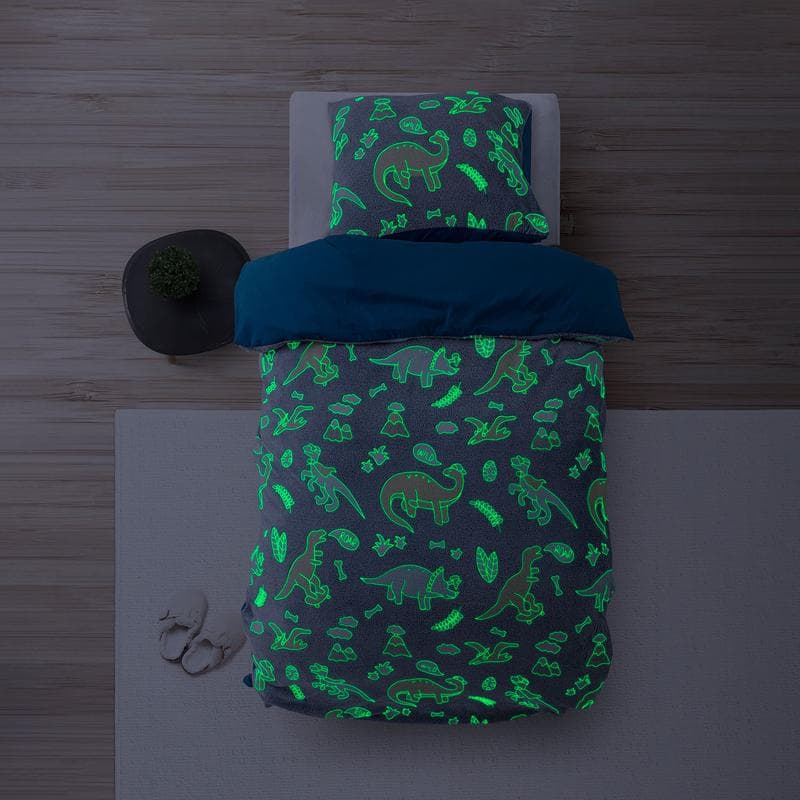 Glow in the dark dekbedovertrekset - dino's