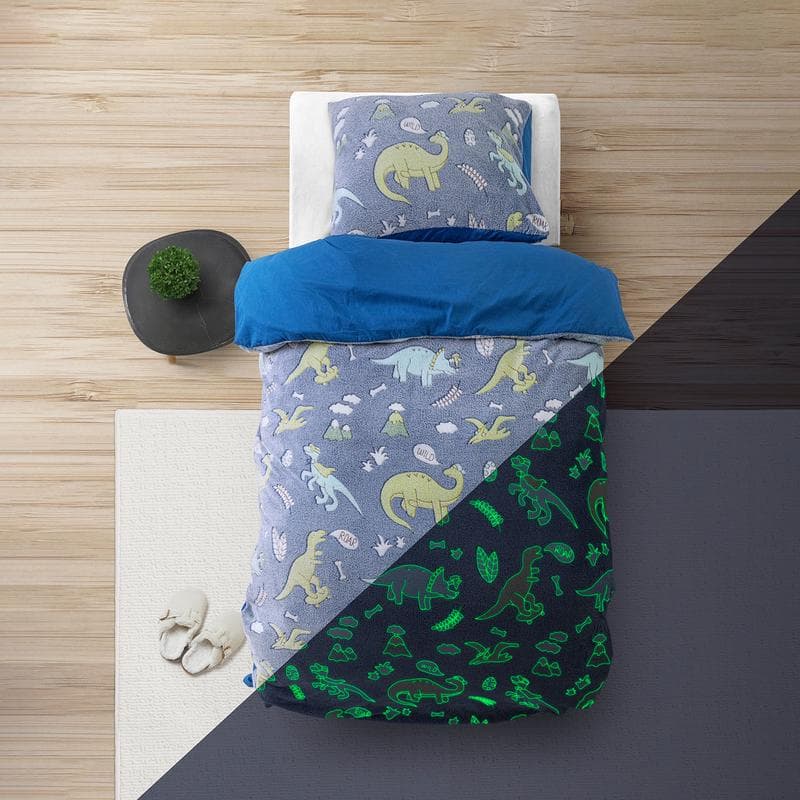 Glow in the dark dekbedovertrekset - dino's