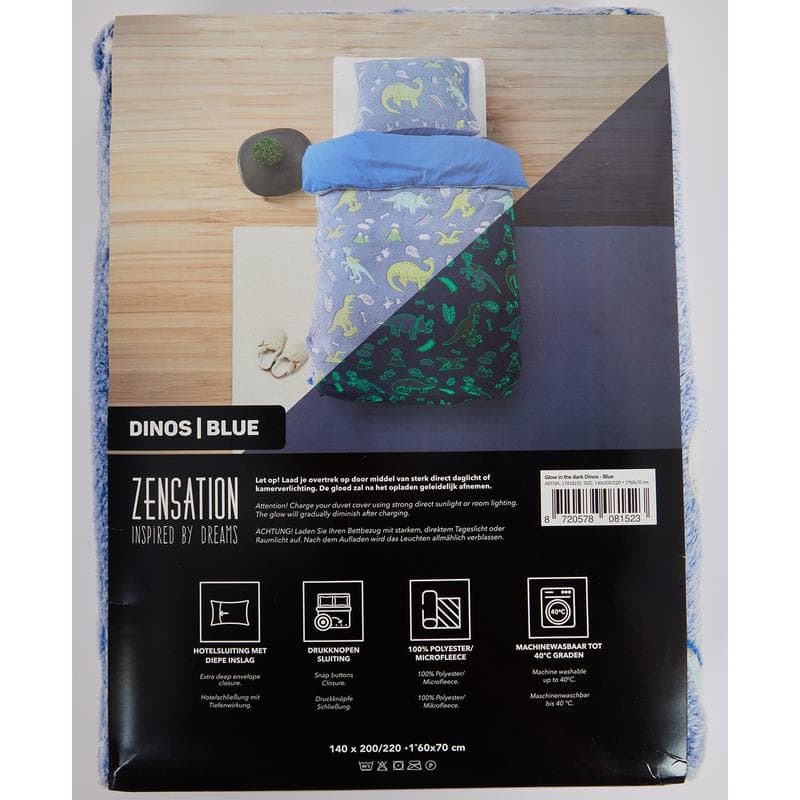Glow in the dark dekbedovertrekset - Dino's