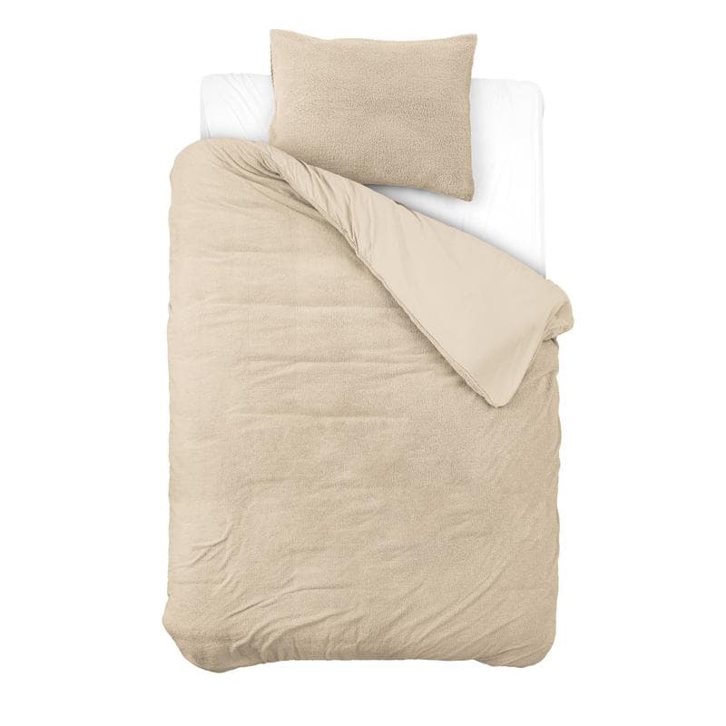 Parure de lit en tissu teddy - taupe - 140 x 200 cm