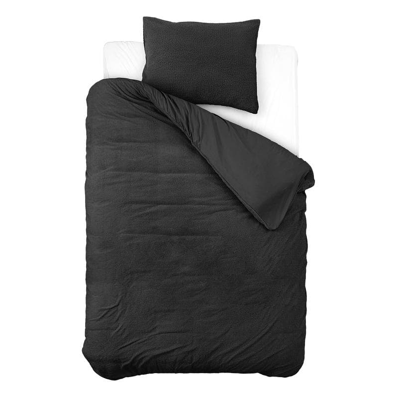 Parure de lit en tissu teddy - anthracite - 140 x 200 cm