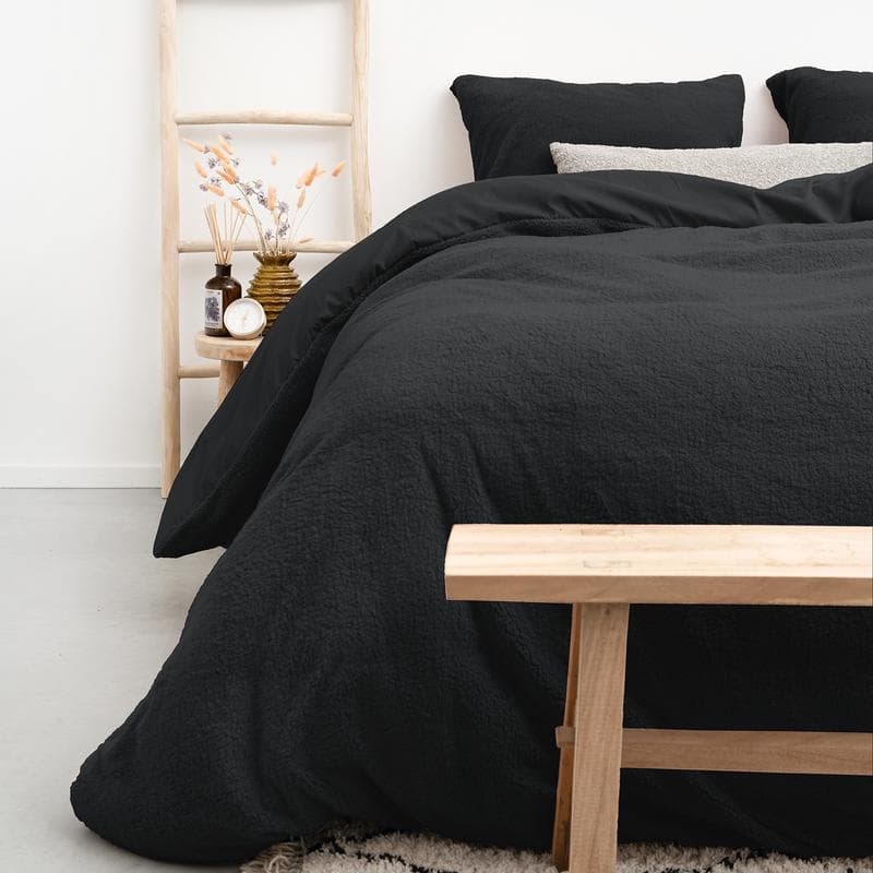 Parure de lit en tissu teddy - anthracite - 240 x 200 cm