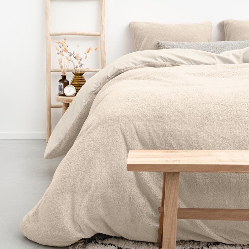 Parure de lit en tissu teddy - blanc cassé - 200 x 200 cm