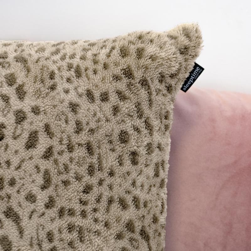 Parure de lit en flanelle teddy - 240 x 220 cm - motif léopard, taupe