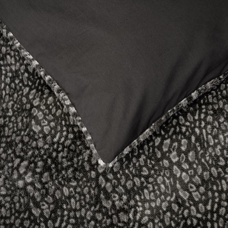 Parure de lit en flanelle teddy - 140 x 200 cm - motif léopard, anthracite