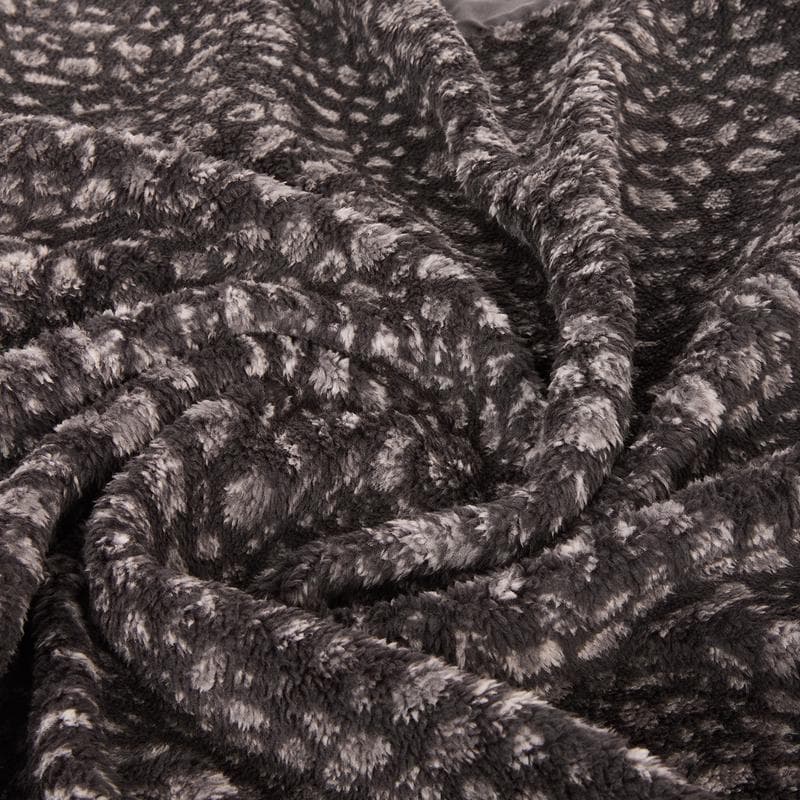 Parure de lit en flanelle teddy - 140 x 200 cm - motif léopard, anthracite