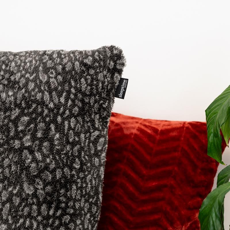 Parure de lit en flanelle teddy - 140 x 200 cm - motif léopard, anthracite