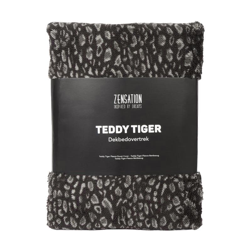 Teddy dekbedovertrek met dierenprint - Antraciet
