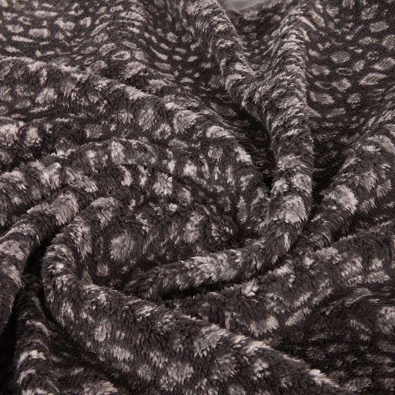 Parure de lit en flanelle teddy - motif léopard, anthracite