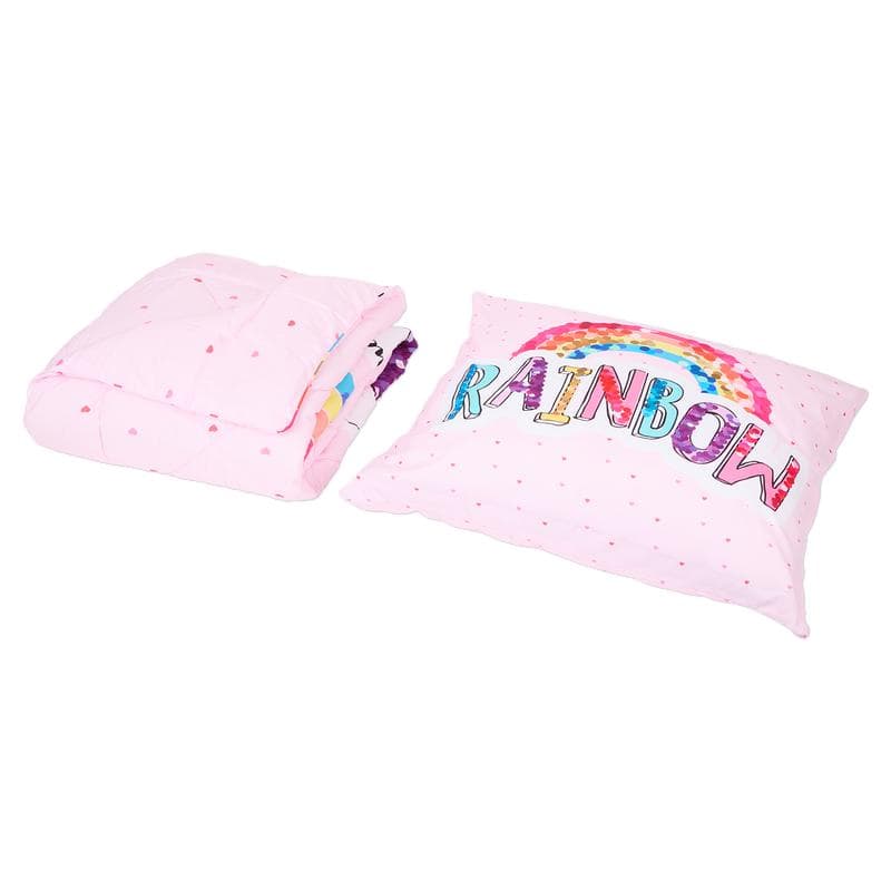 Lazy all-in-one kinderdekbed met regenboogprint - Roze