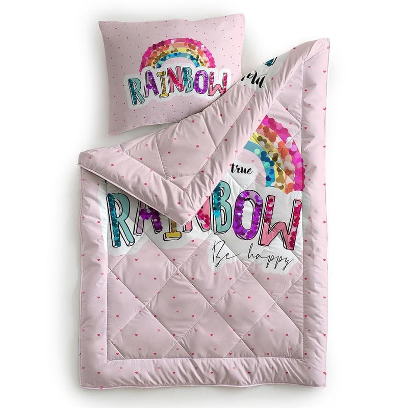 Lazy all-in-one kinderdekbed met regenboogprint - Roze