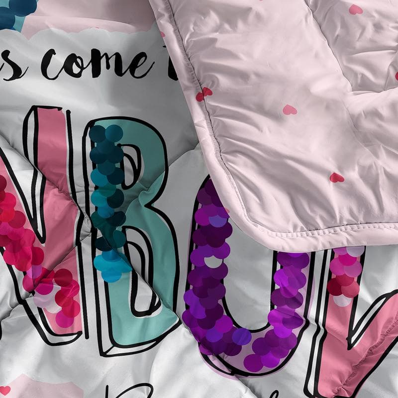 Lazy all-in-one kinderdekbed met regenboogprint - Roze