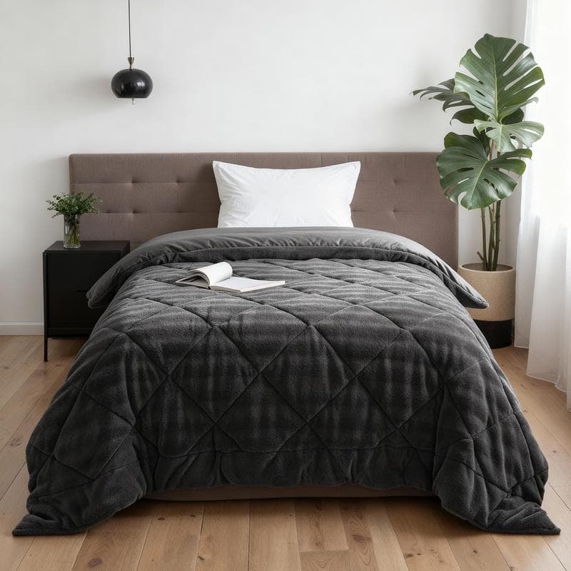 Lazy all-in-one dekbed Pom Pom Fur - antraciet