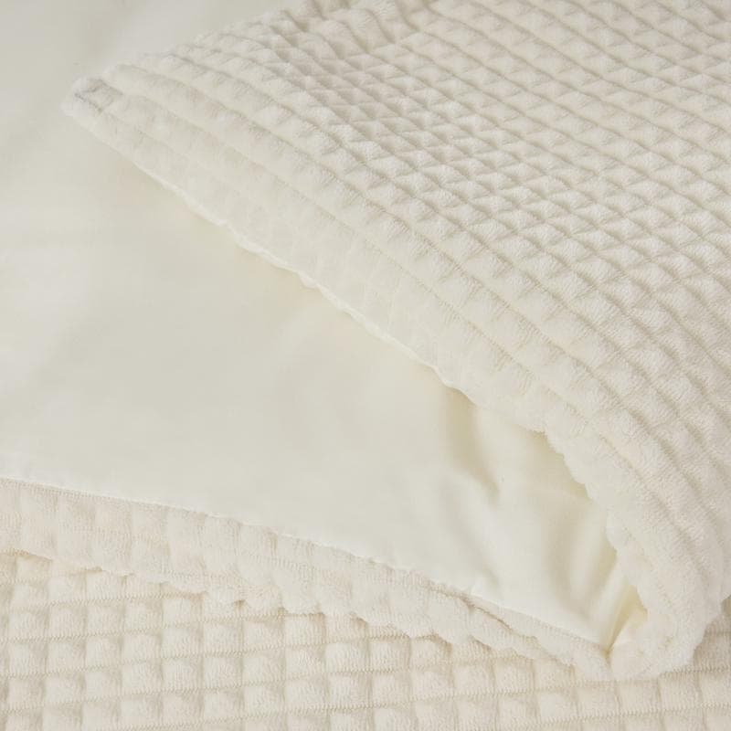 Parure de lit en polaire velours Teddy - crème