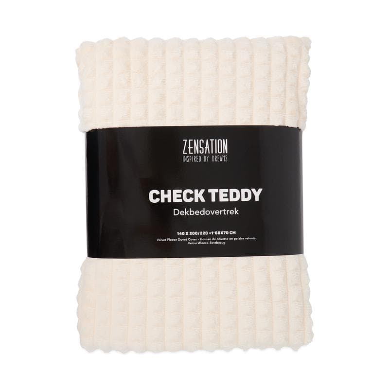 Teddy fleece dekbedovertrek met reliëf - crèmewit