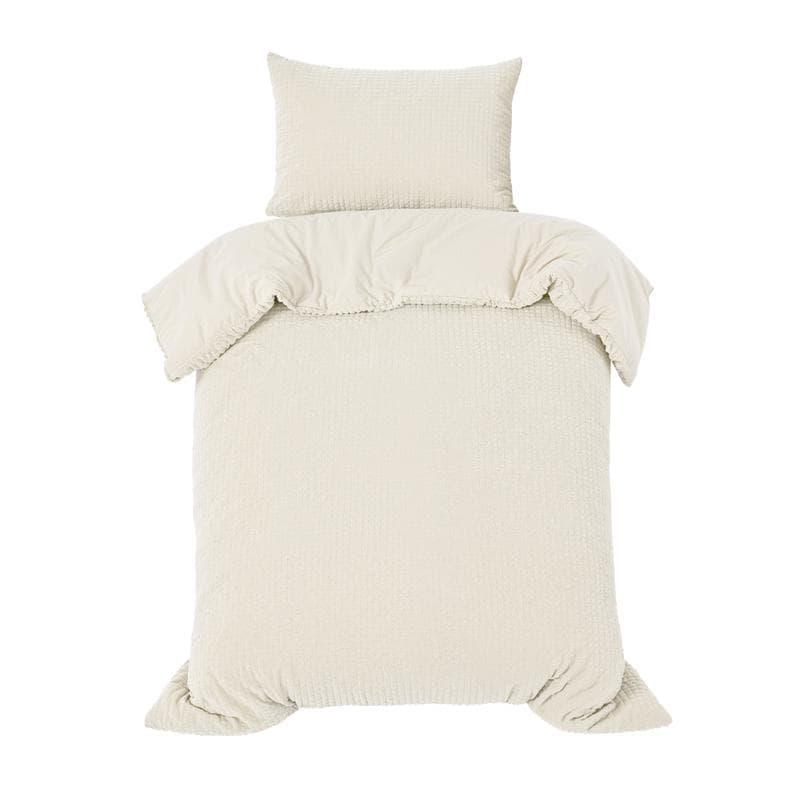 Parure de lit en polaire velours Teddy - crème