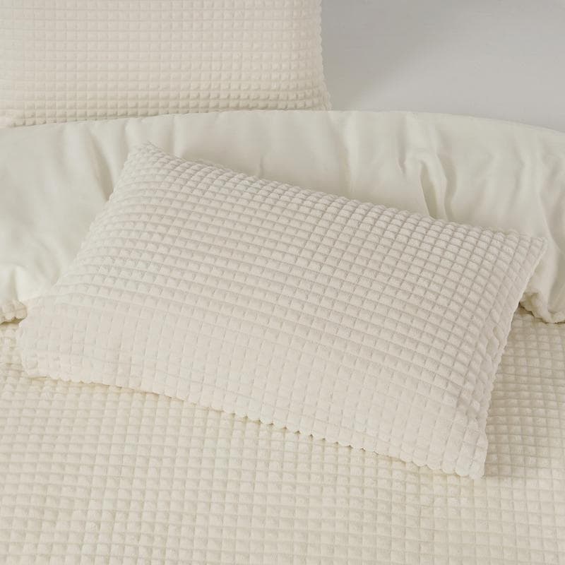 Parure de lit en polaire velours Teddy - crème