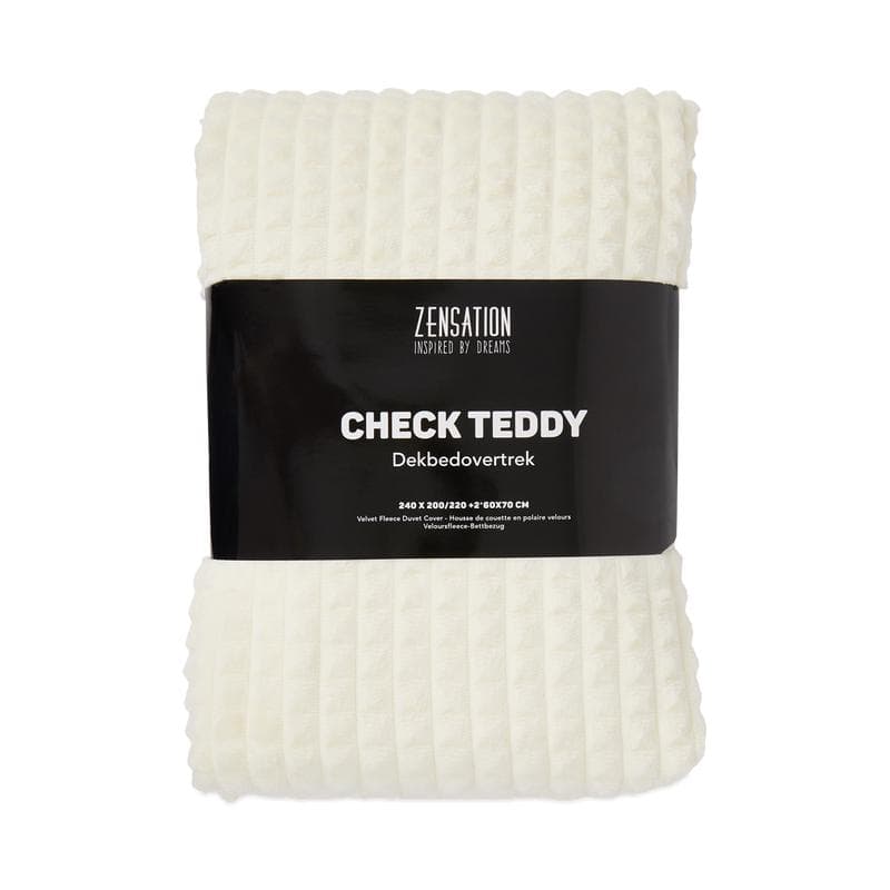 Parure de lit en polaire velours Teddy - crème