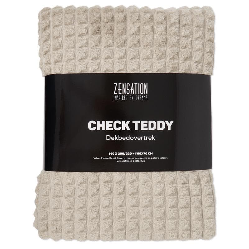 Teddy fleece dekbedovertrek met reliëf - taupe
