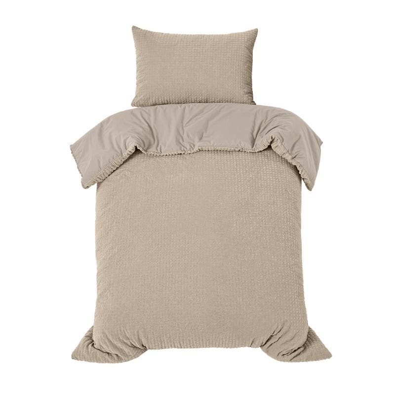 Teddy fleece dekbedovertrek met reliëf - taupe