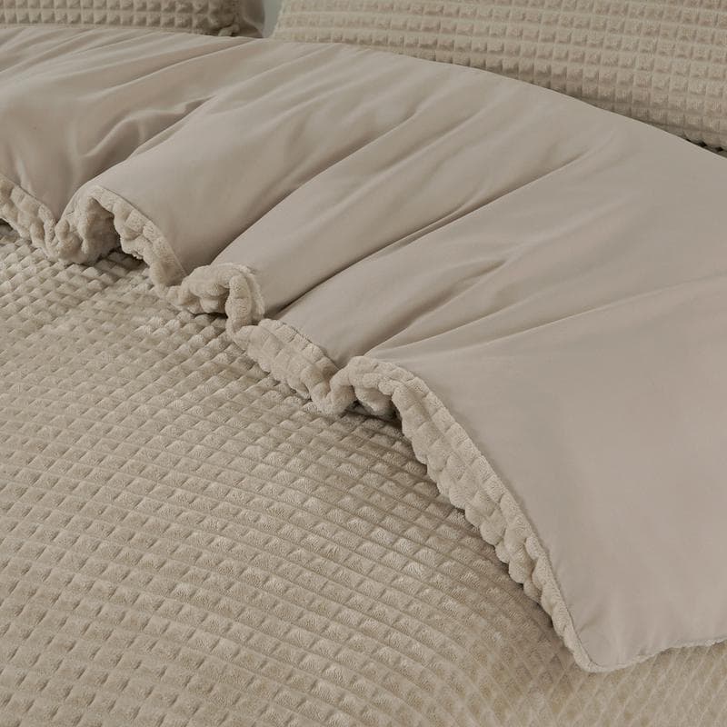 Teddy fleece dekbedovertrek met reliëf - taupe
