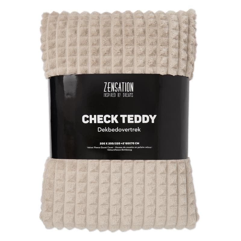 Teddy fleece dekbedovertrek met reliëf - taupe