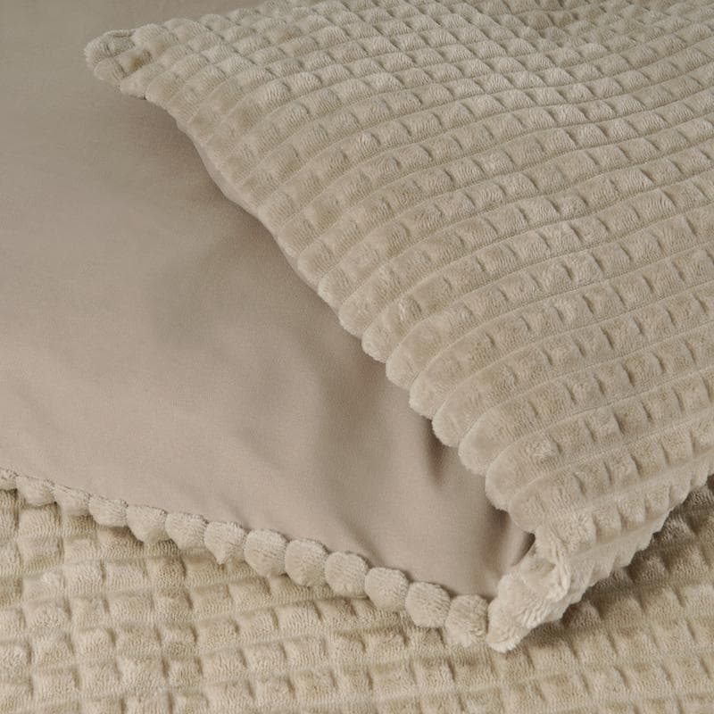 Teddy fleece dekbedovertrek met reliëf - taupe