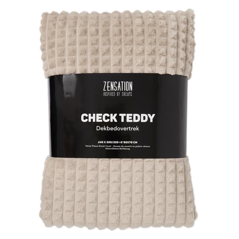 Teddy fleece dekbedovertrek met reliëf - taupe