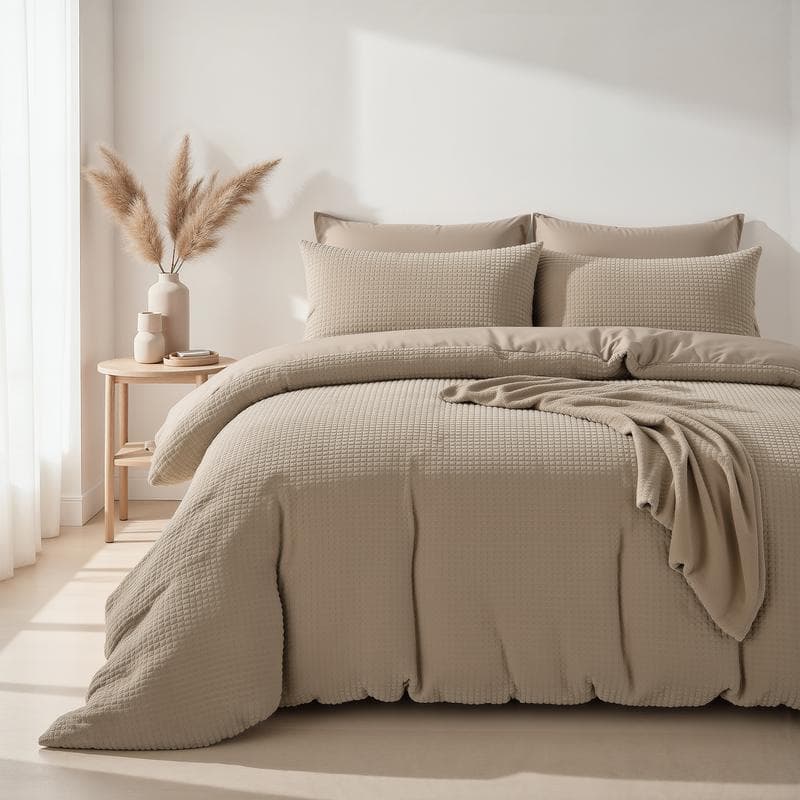 Parure de lit en polaire velours Teddy - taupe