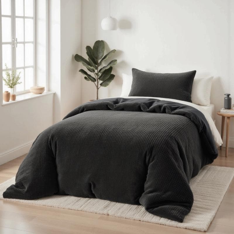 Parure de lit en polaire velours Teddy - anthracite