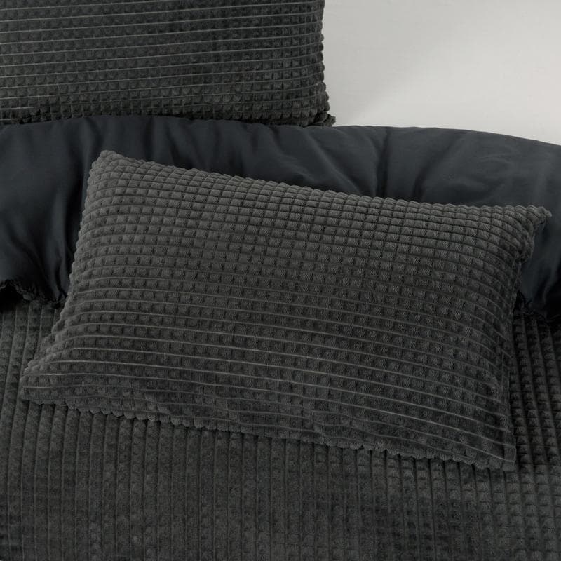 Teddy fleece dekbedovertrek met reliëf - antraciet