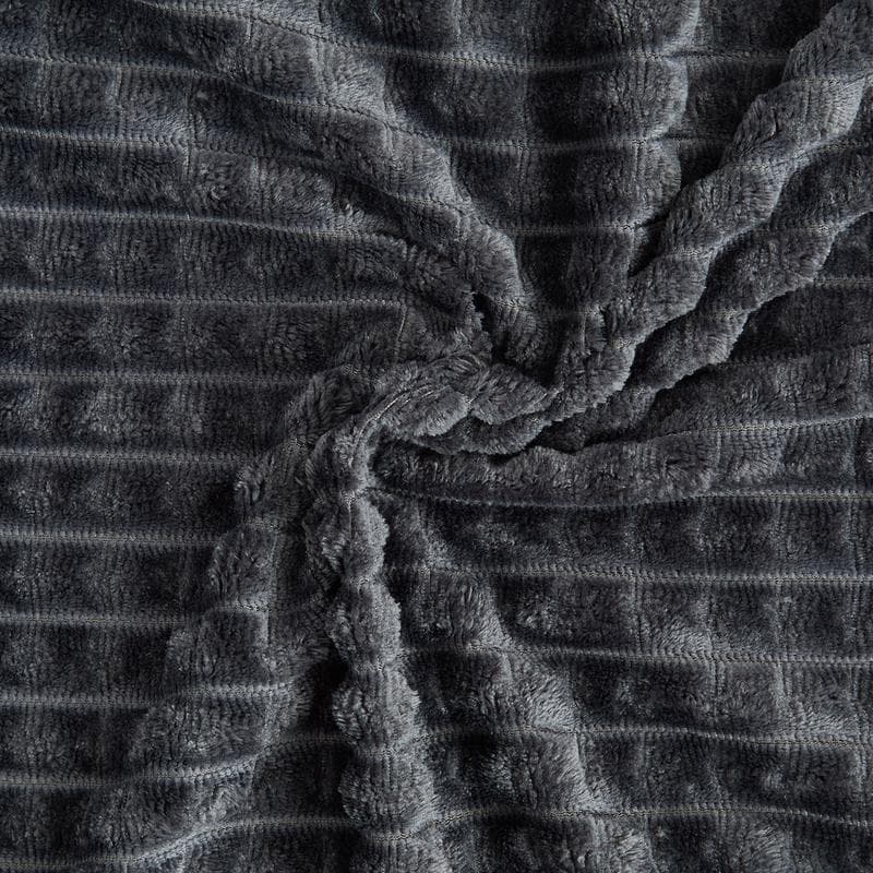 Teddy fleece dekbedovertrek met reliëf - antraciet
