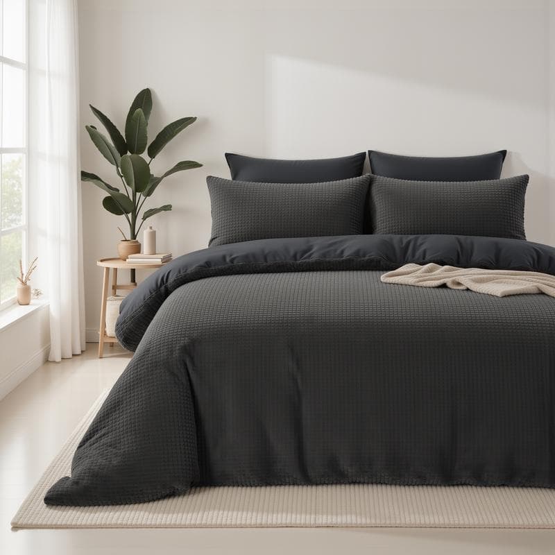 Parure de lit en polaire velours Teddy - anthracite