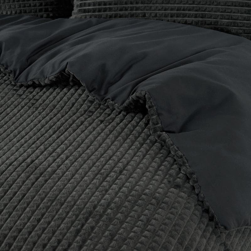 Parure de lit en polaire velours Teddy - anthracite