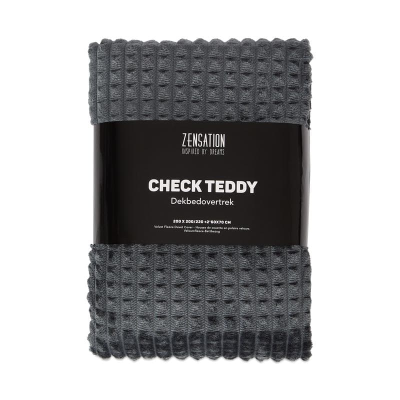 Teddy fleece dekbedovertrek met reliëf - antraciet