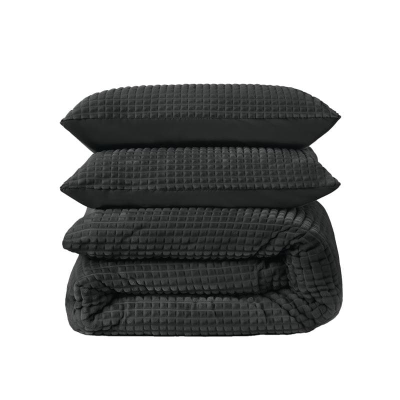 Parure de lit en polaire velours Teddy - anthracite