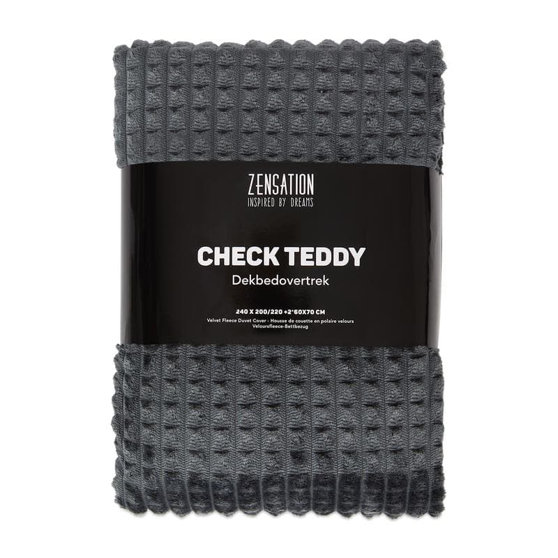 Teddy fleece dekbedovertrek met reliëf - antraciet