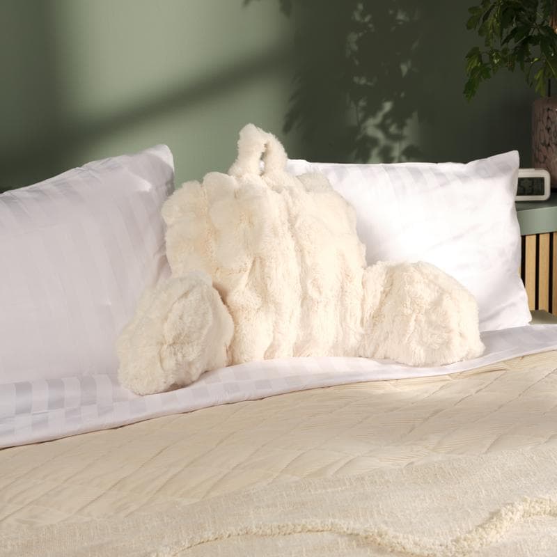Comfortabel rugkussen Pompom Fur - crème-wit
