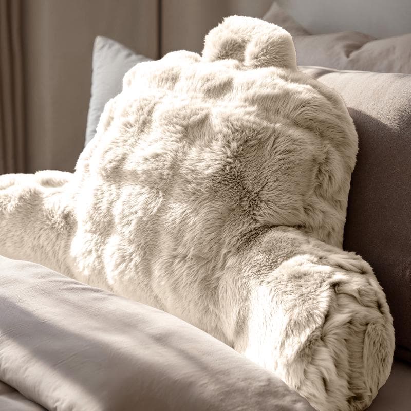 Comfortabel rugkussen Pom Pom Fur - crème-wit