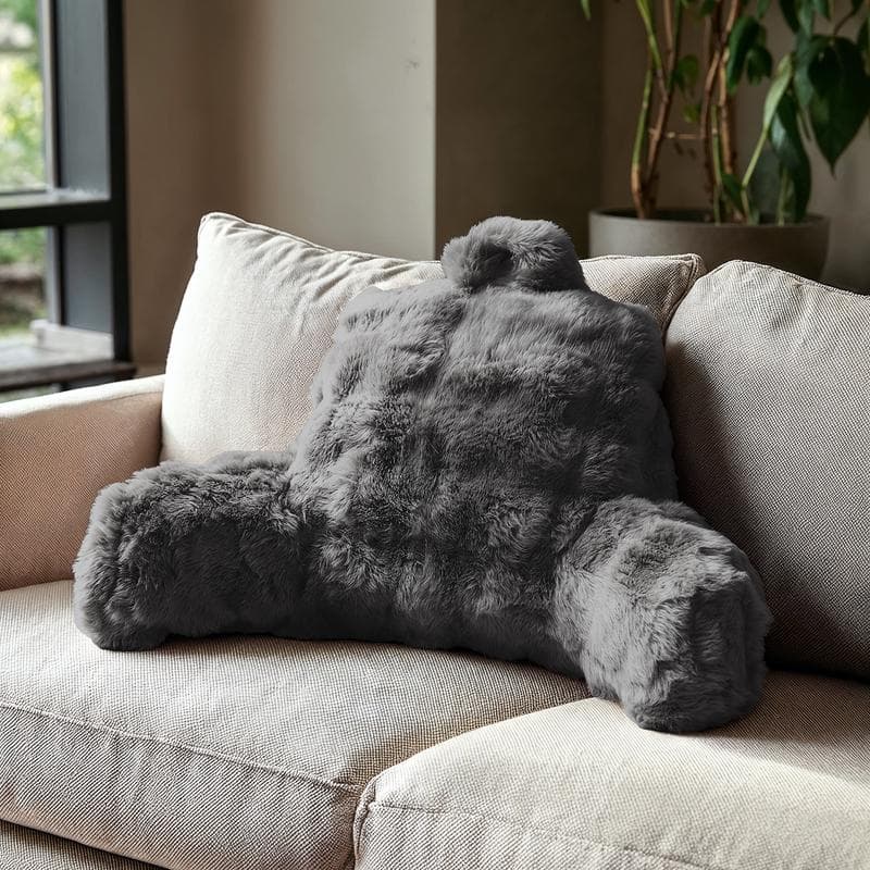 Comfortabel rugkussen Pompom Fur - antraciet