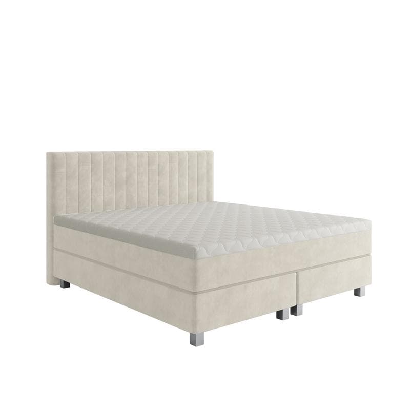 Cadre de lit en velours avec matelas - beige