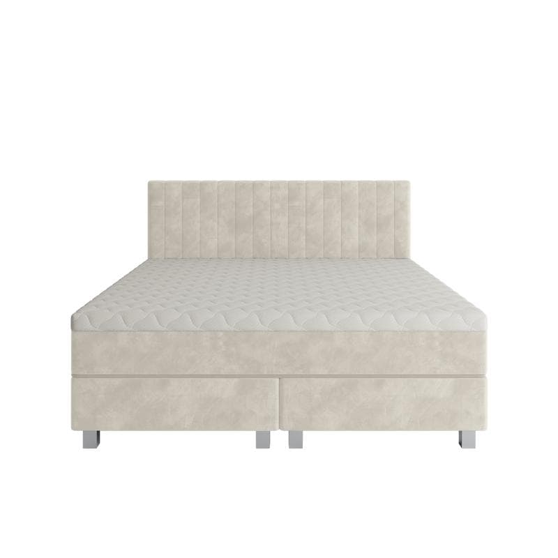 Cadre de lit en velours avec matelas - beige