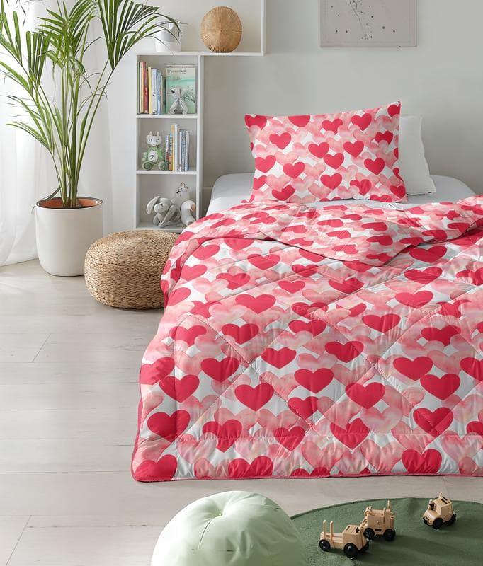 Couette sans housse pour enfants - imprimé cœur