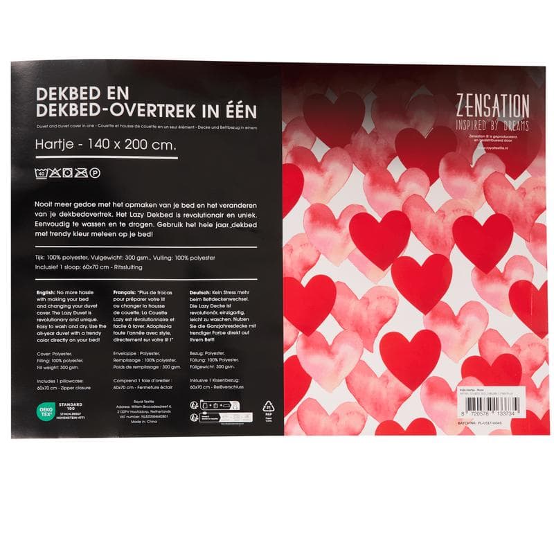 Couette sans housse pour enfants - imprimé cœur