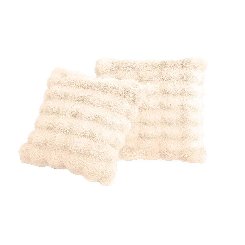 Pom Pom Fur plaid met kussens - crème-wit