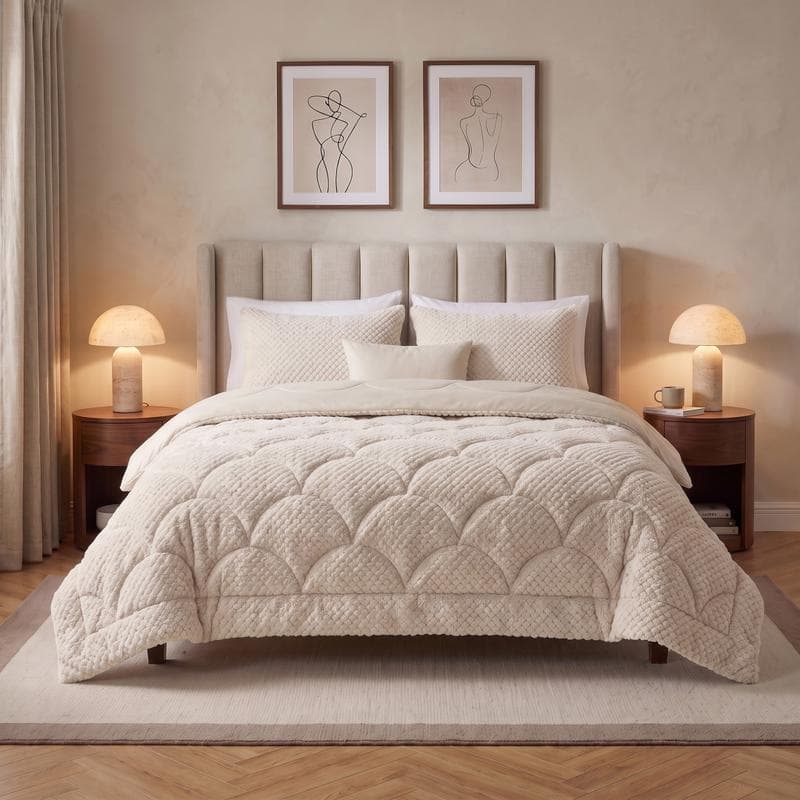 Lazy all-in-one dekbed Teddy fur - beige