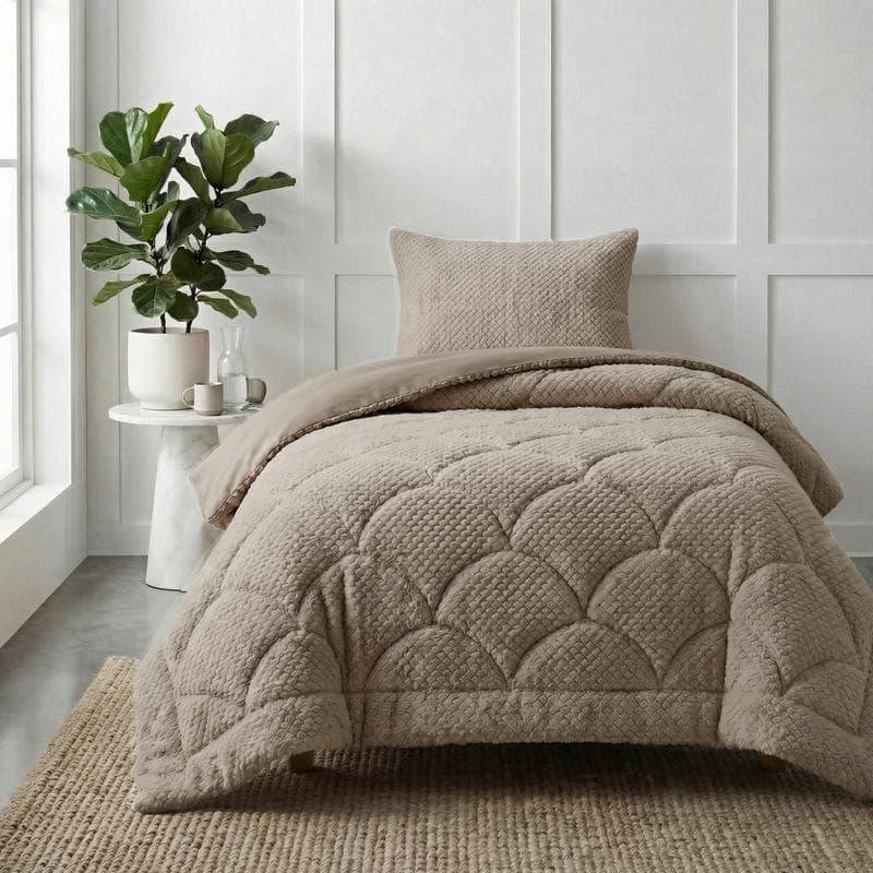 Lazy all-in-one dekbed Teddy fur - taupe