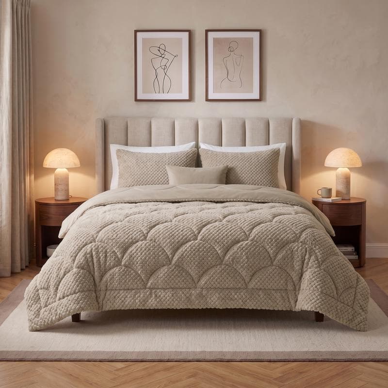 Lazy all-in-one dekbed Teddy fur - taupe