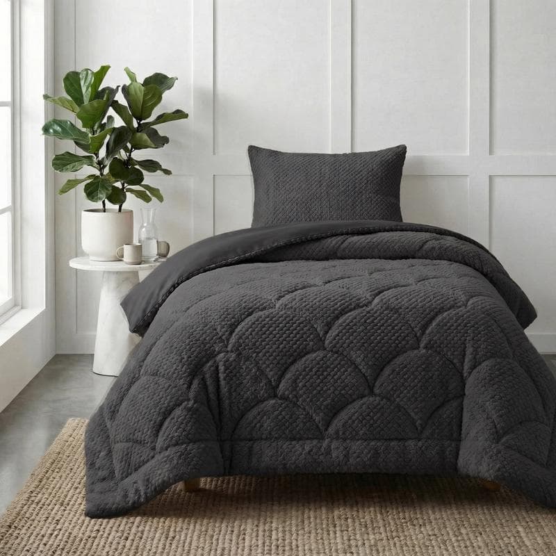Lazy all-in-one dekbed Teddy fur - antraciet
