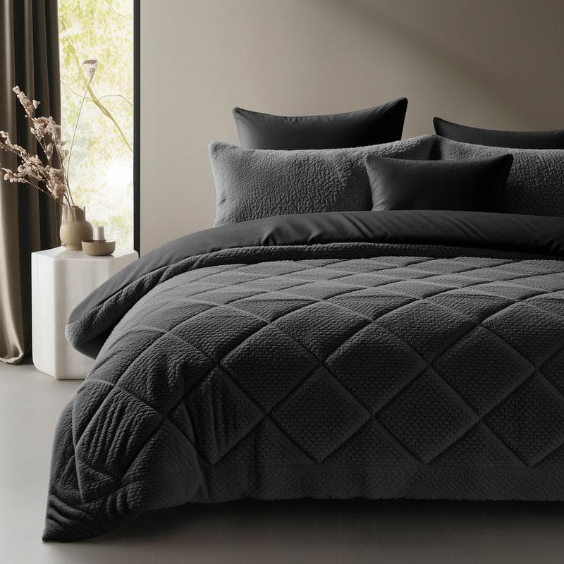 Lazy all-in-one dekbed Teddy fur - antraciet